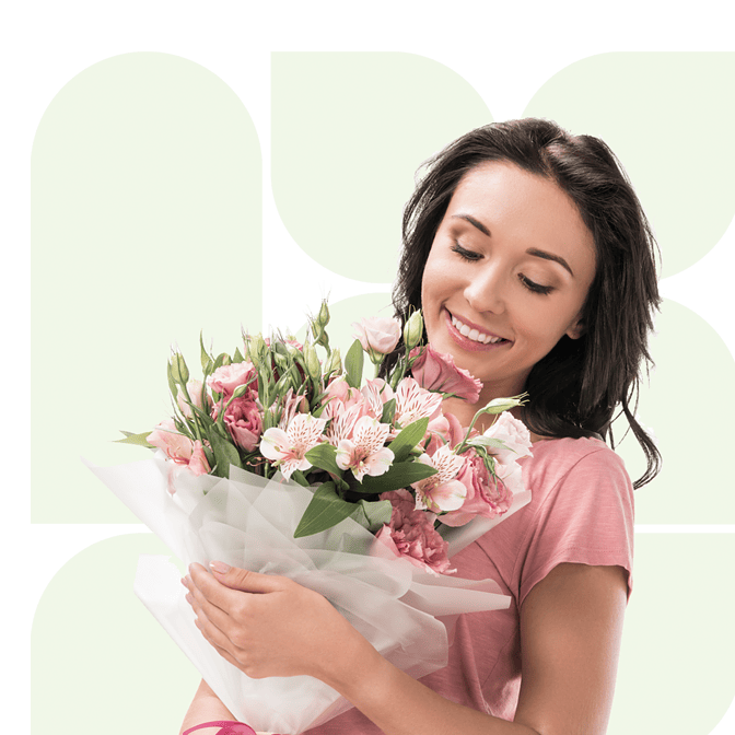 Vrouw die haar bloemen vandaag heeft laten bezorgen via DeBloemist